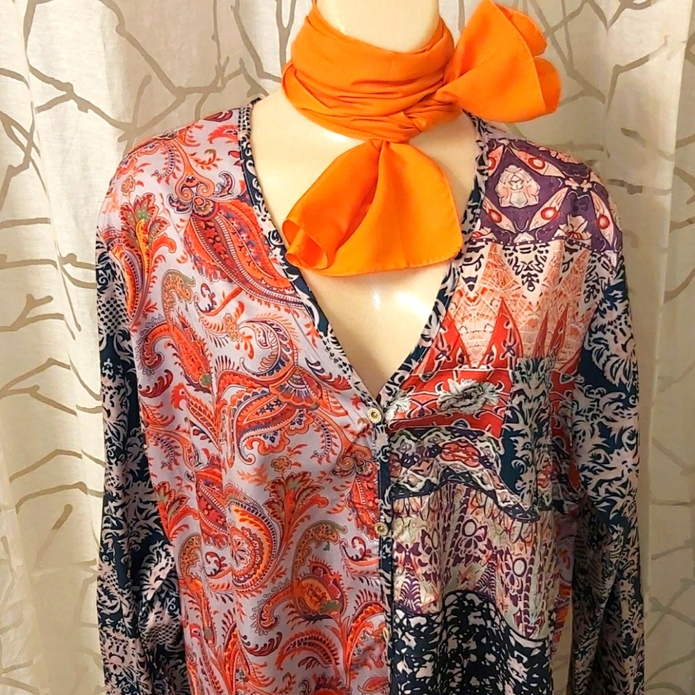 💥 2 for $10 MISS LOOK XXL PAISLEY BOHO Blouse